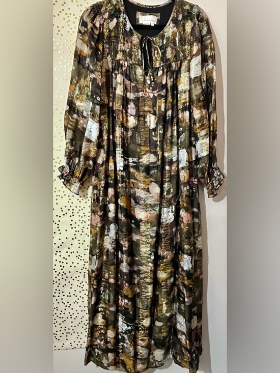Anthropologie Dresses & Skirts - Anthropologie Multicolor Metallic Gold Long Sleeve Maxi Dress size Medium